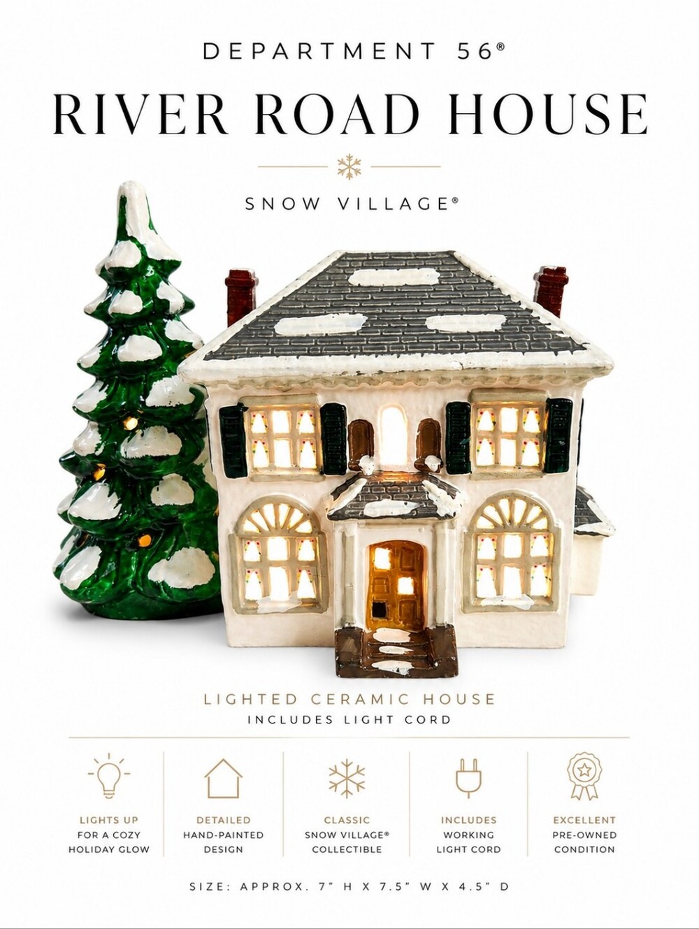 Department 56 1987 Snow Village “River Road House” – Lighted Village Piece